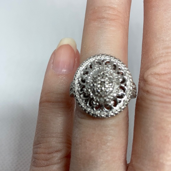 Karis collection Round Diamonds cluster w/Platinum over Bond Brass ring J-27 - Picture 2 of 8
